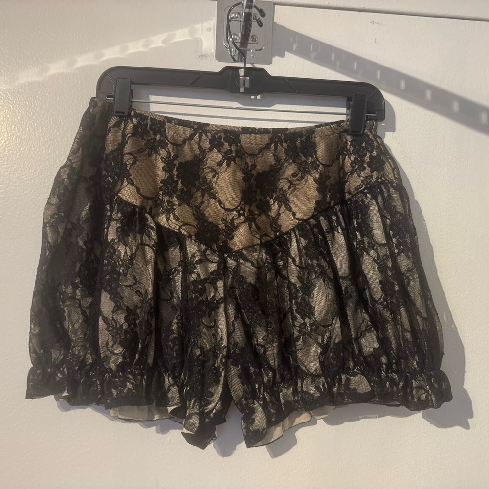 Christian Siriano Black Lace Overlay Shorts